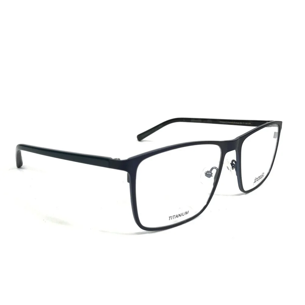 Iconik Eyeglasses Frames Graham C01 Blue Square Full Rim 56-17-140